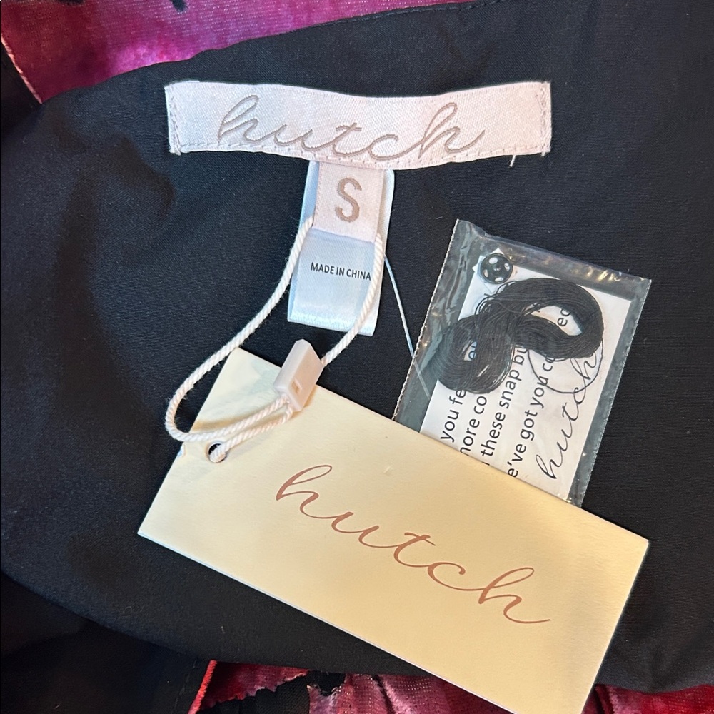 Hutch X Anthropologie Marisol Pink Floral Velvet Wrap Midi Dress Size Small NWT - Picture 9 of 11